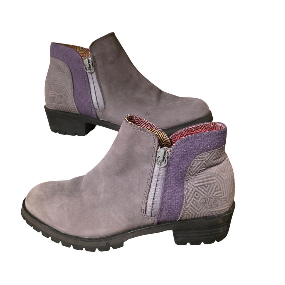 The North Face Ballard Ankle Boots Grey Purple Suede Leather NF0A32Y9 Womens 7.5